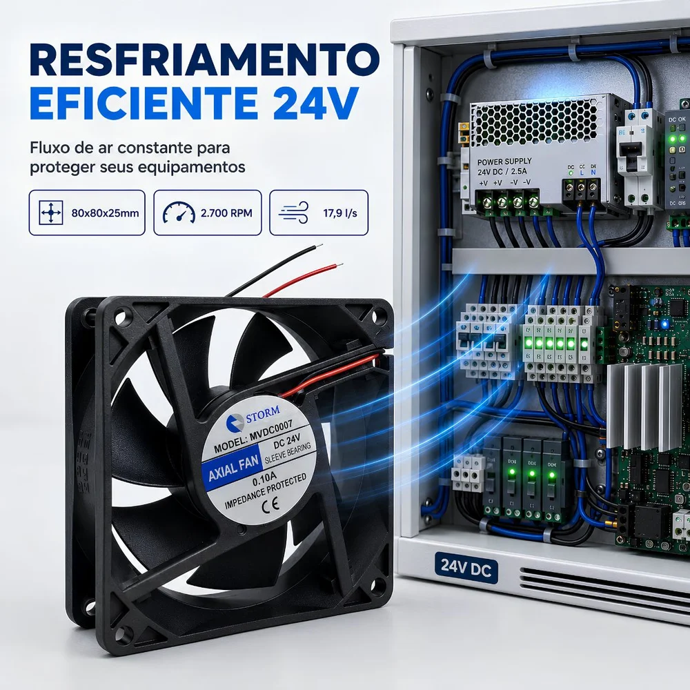 Cooler Microventilador 80x80x25mm 24v - Preto 5