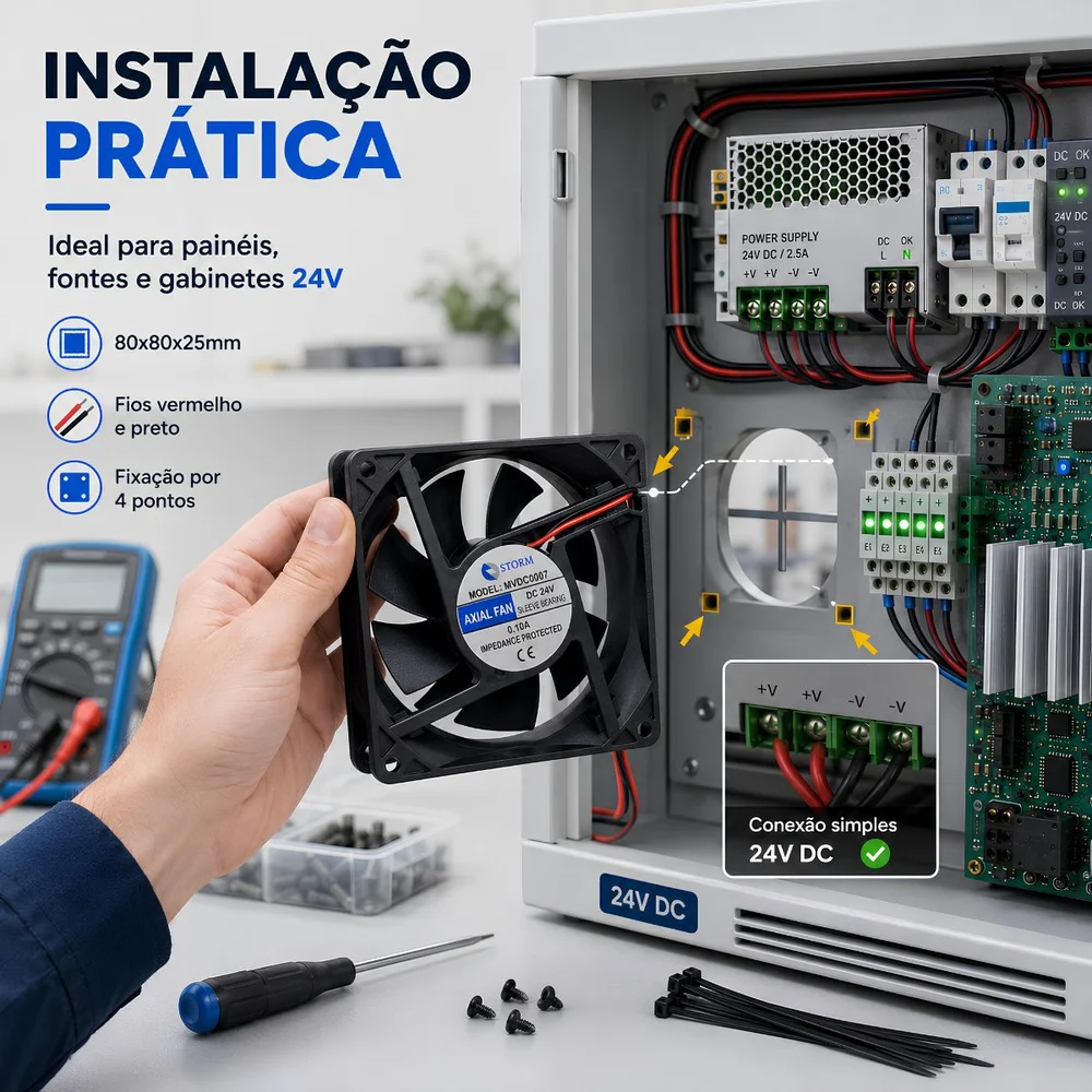 Cooler Microventilador 80x80x25mm 24v - Preto 6