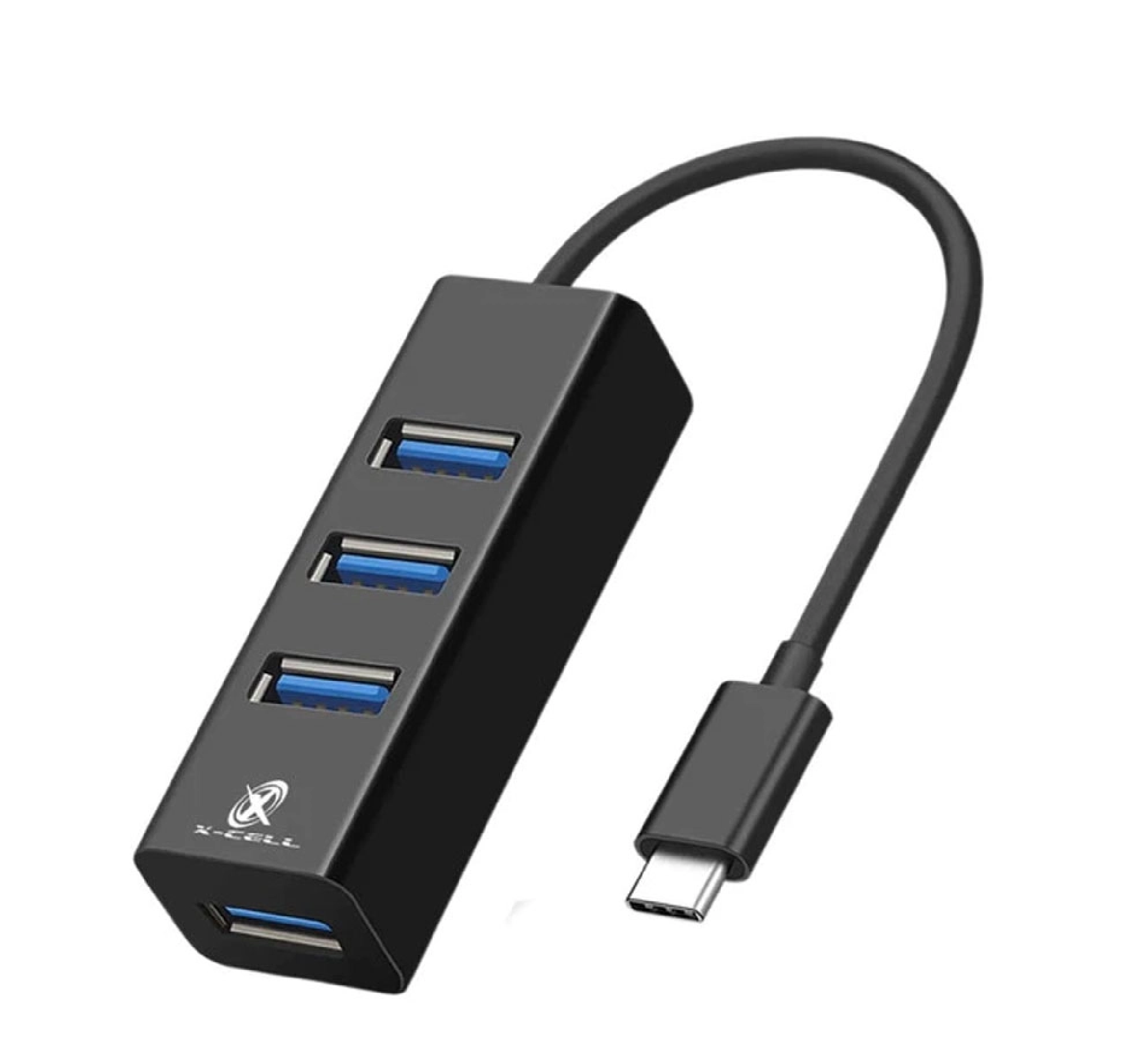 Hub Adaptador USB Tipo C Para 4 Saídas USB, Preto - Xc-Hub-10