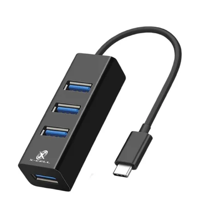 Hub Adaptador USB Tipo C Para 4 Saídas USB, Preto - Xc-Hub-10