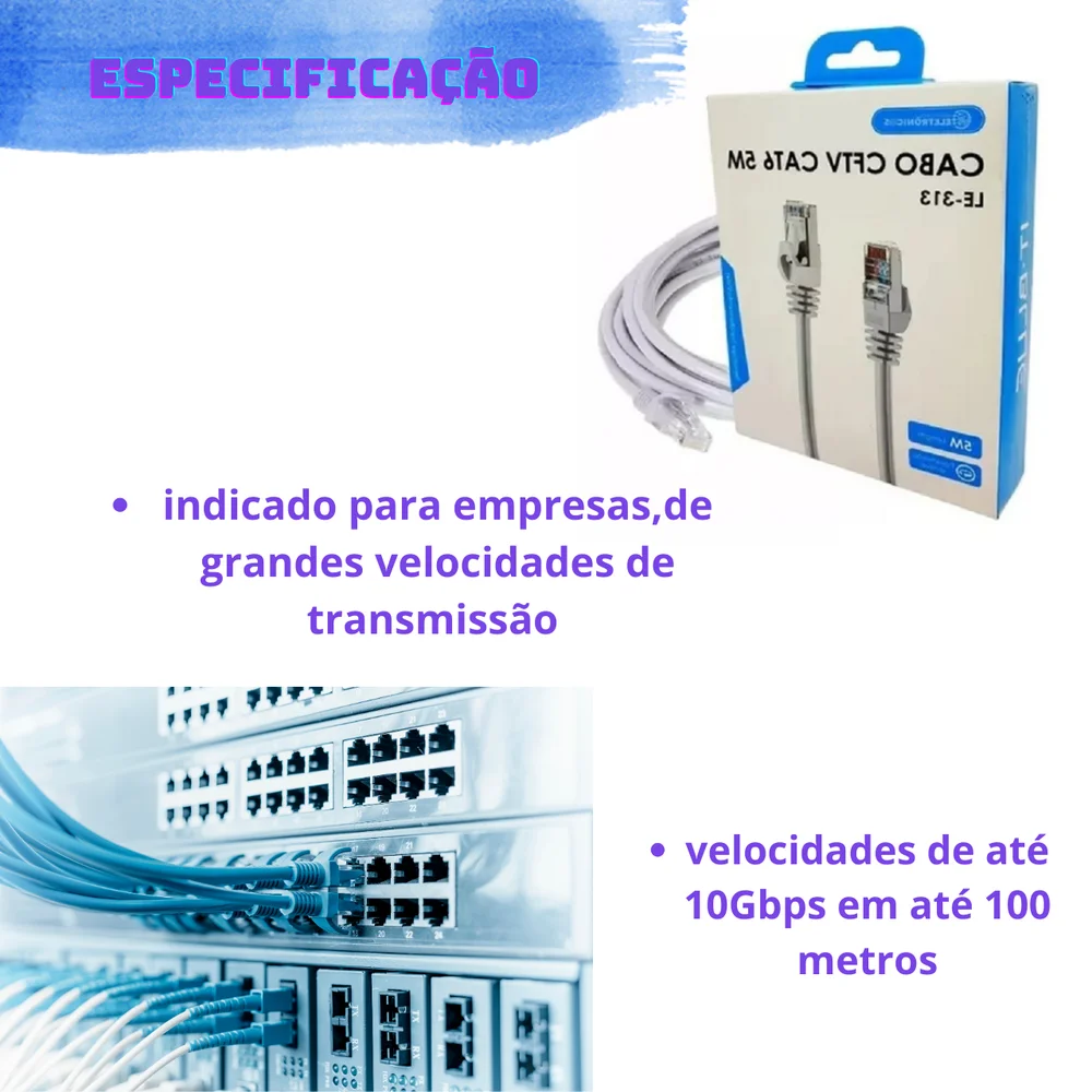 Imagem 4 de 5 do produto Cabo De Rede Cftv Cat6 Com 5 Metros Le-313