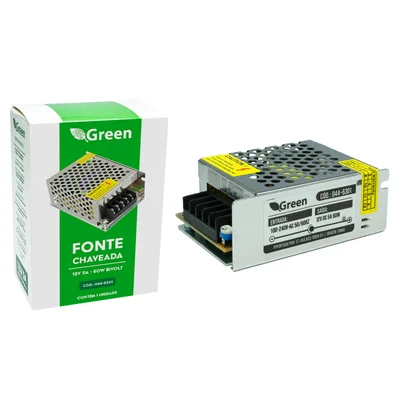 Fonte Chaveada Metal 12v 5a 60w Bivolt Com Regulador Trimpot