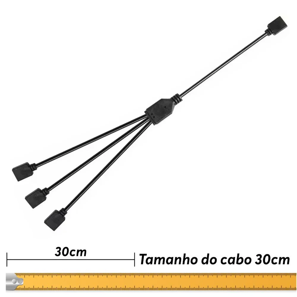Imagem 4 de 5 do produto Cabo Divisor RGB 1 Para 3 12v 4 Pinos RGB 30cm – Extensor Para Fans E Fitas LED