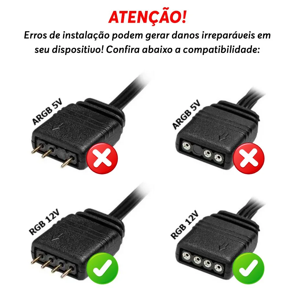 Imagem 5 de 5 do produto Cabo Divisor RGB 1 Para 3 12v 4 Pinos RGB 30cm – Extensor Para Fans E Fitas LED