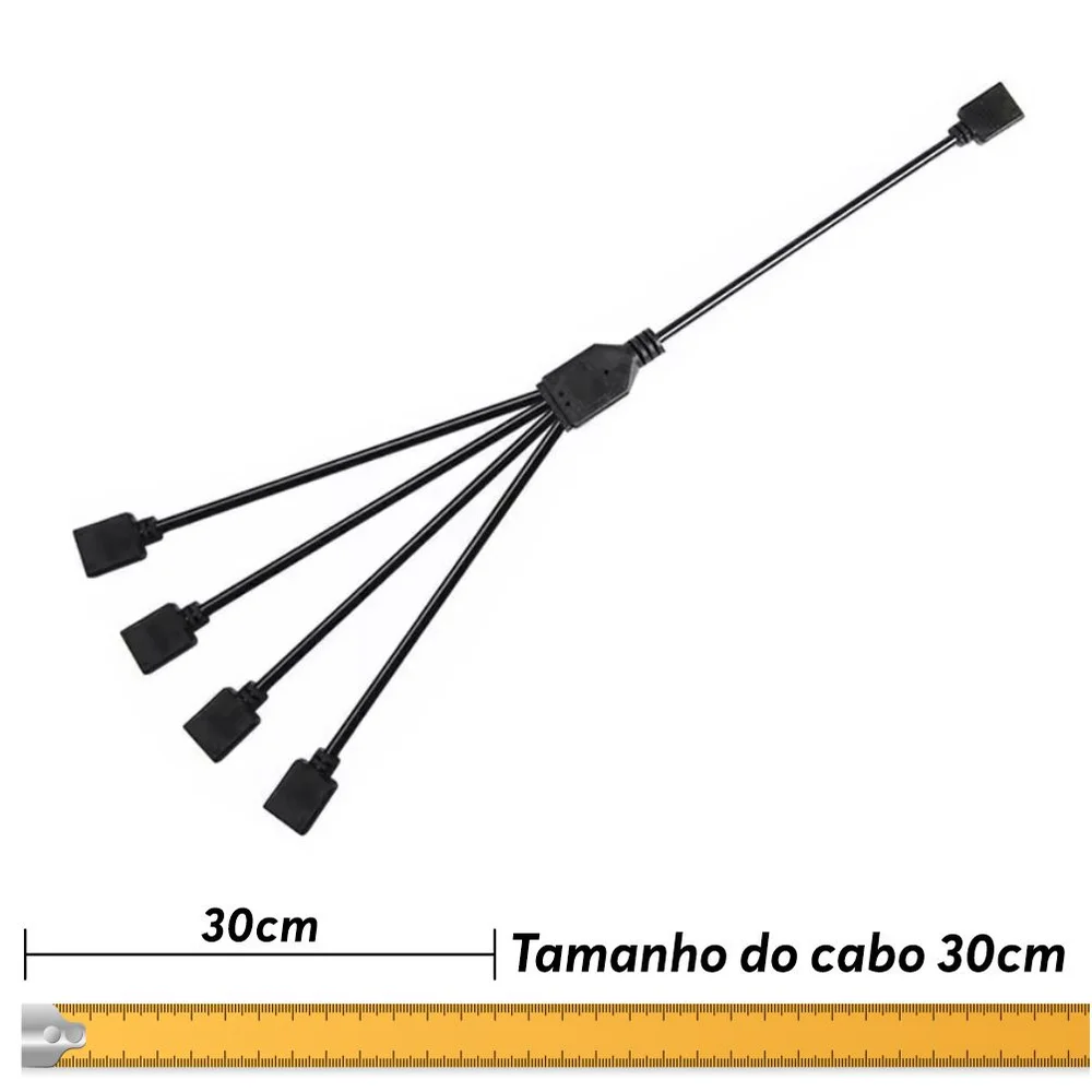 Imagem 4 de 5 do produto Cabo Divisor RGB 1 Para 4 12v 4 Pinos RGB 30cm – Extensor Para Fans E Fitas LED