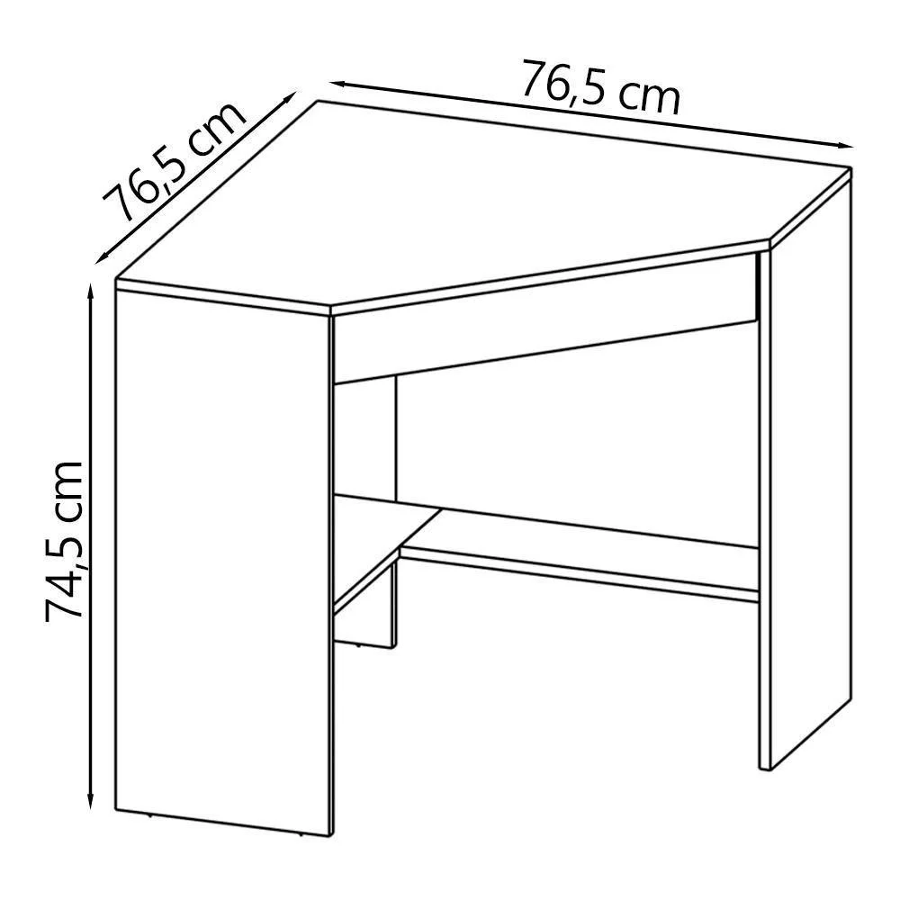 Imagem 2 de 5 do produto Escrivaninha Mesa Escritorio De Canto 76,5 Cm Me4169 Branco
