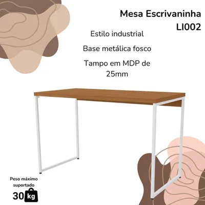 Mesa Escrivaninha Escritorio 118 Cm Li002 Canela Branco Kpb — foto 5