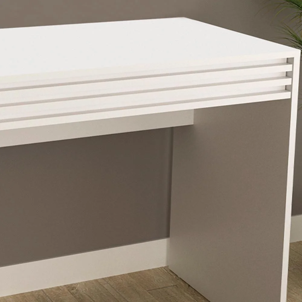Imagem 4 de 5 do produto Escrivaninha Mesa Escritorio 1 Gaveta Ripada Me4173 Branco