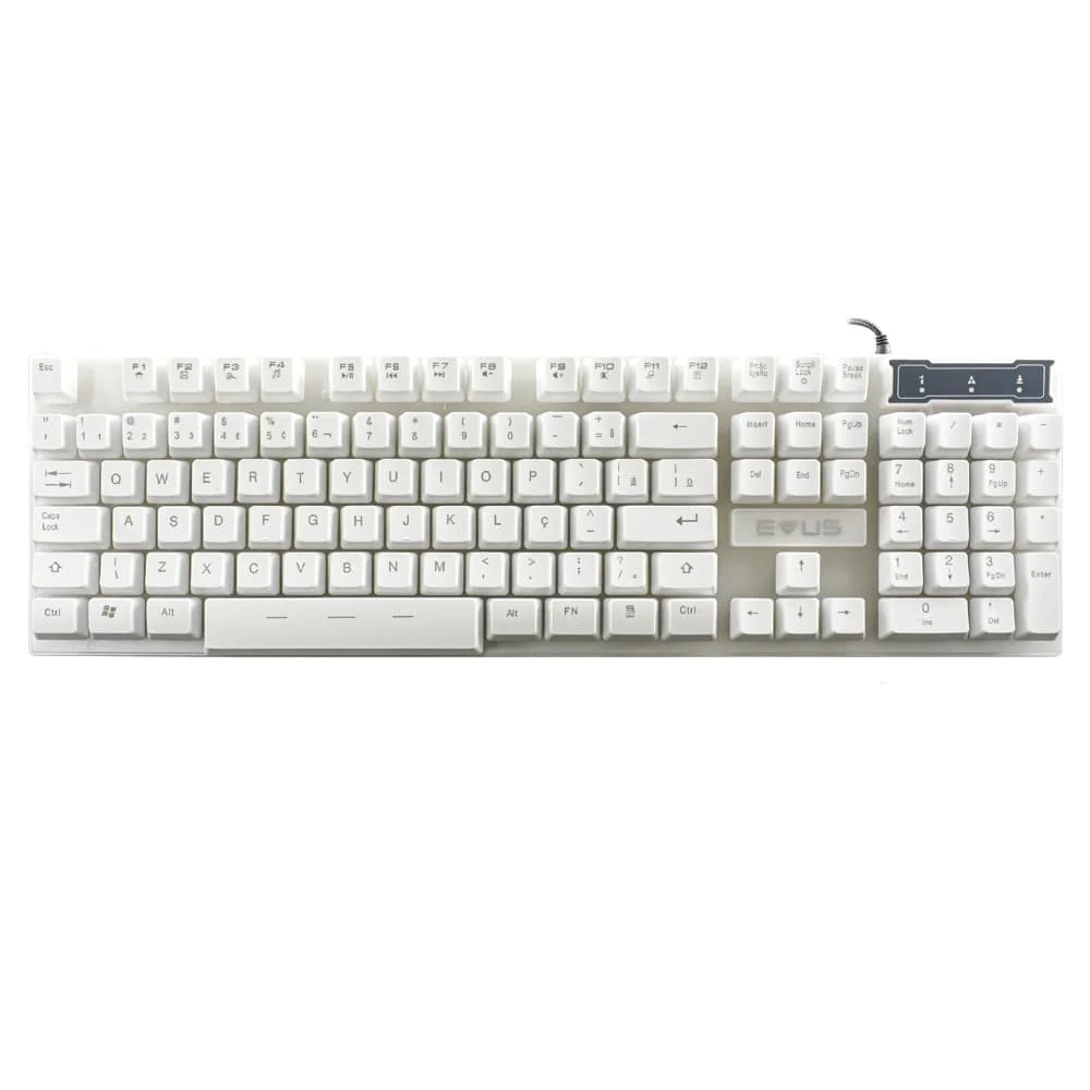 Imagem 2 de 2 do produto Teclado Gamer Usb Evus Tc-10w Candy Semi Mec Branco LED