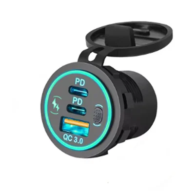 Tomada Carregador Turbo Automotivo Usb-c Dupla 12v/24v 112w Cor:verde