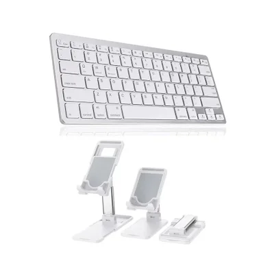 Teclado Bluetooth Galaxy A7 Lite T200/t225+ Sup Apoio Branco