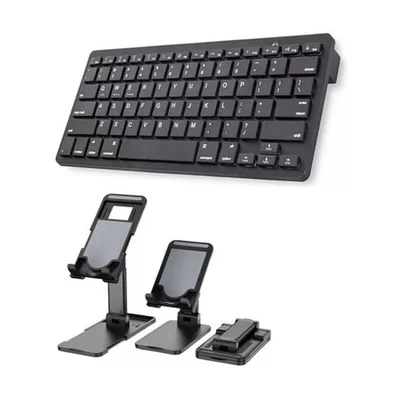 Teclado Bluetooth Para Tablet 7 10.2  +suporte De Apoio Preto