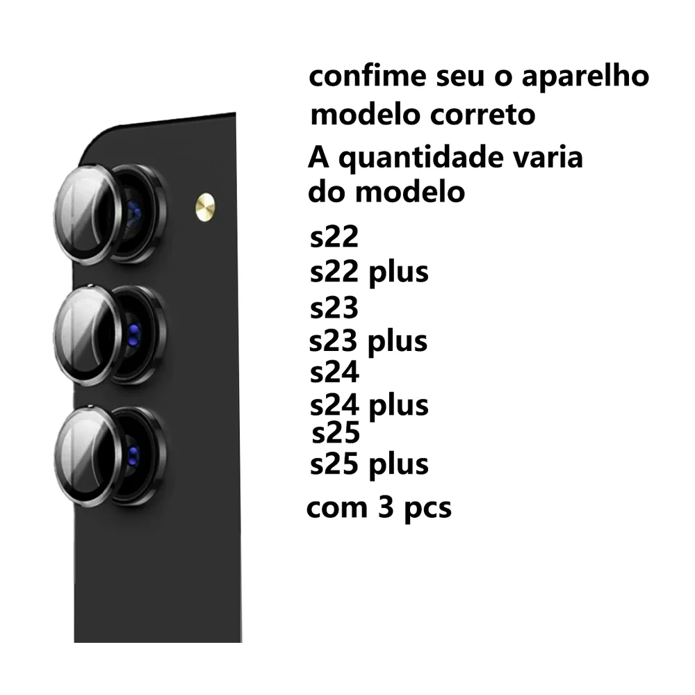 Imagem 3 de 5 do produto Kit Película Lente Câmera Lisa Ou Brilho Compatível Com Samsung Galaxy Fe Plus Ultra Cor:preto Lisa;tamanho:s24