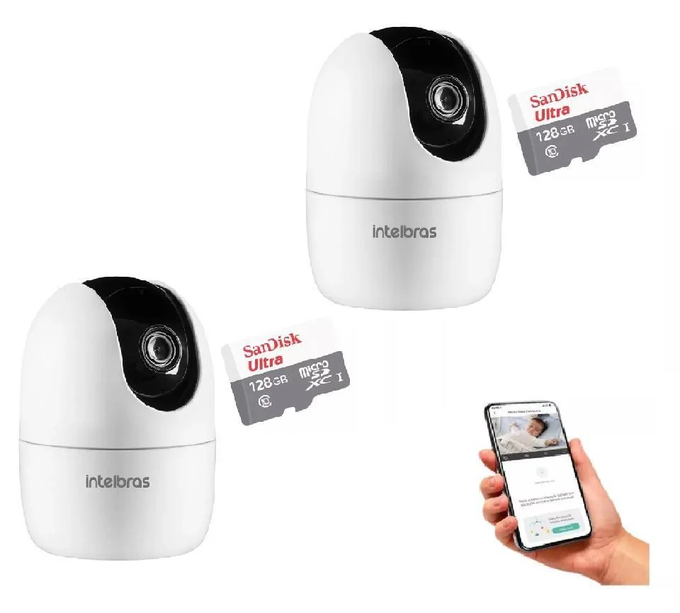 Imagem 5 de 5 do produto Kit 2 Câmera Ip 360 Full Hd Im4 Mibo Intelbras + Sd 128GB Ultra