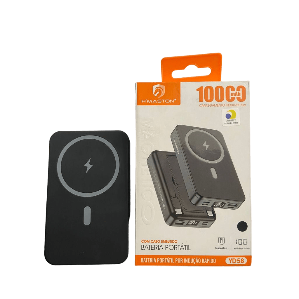 Carregador Portátil Magnético Power Bank 10.000mah Com Cabo Embutido Yd58