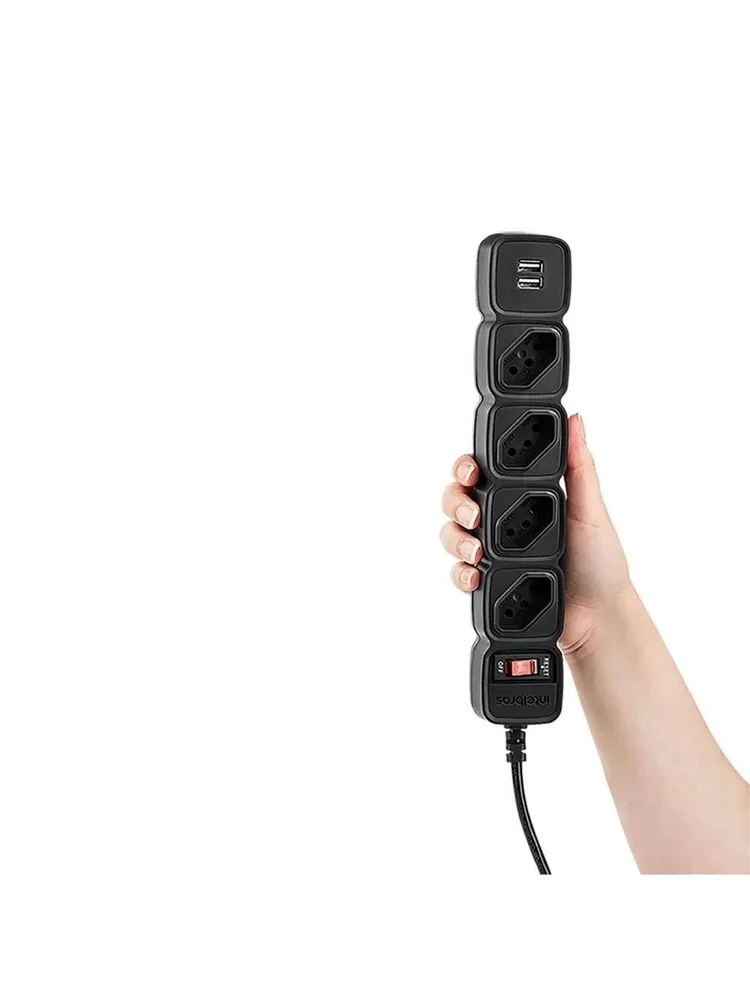 Imagem 3 de 5 do produto Protetor Eletrico Intelbras Epe204 4 Tomadas 2 Usb Preto