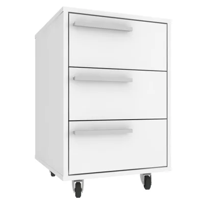 Gaveteiro 3 Gavetas Com Rodízios Branco Fosco Ho-2929 - Hecol Móveis