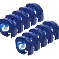 10x Fitas 91201 Compatível Com Dymo Letratag Plastica Branca Cor Branco