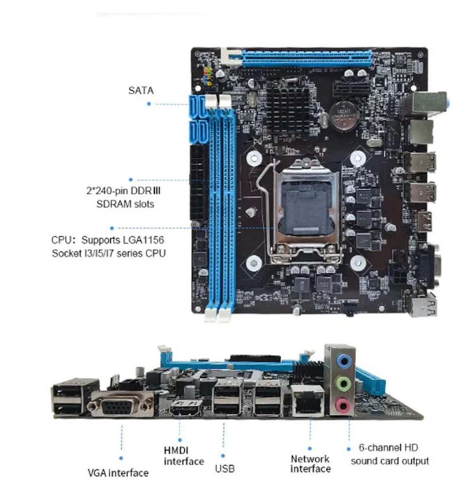 Placa Mãe LGA 1156 Chipset Intel H55 16gb Ddr3 Usb 3.0 HDMI 6