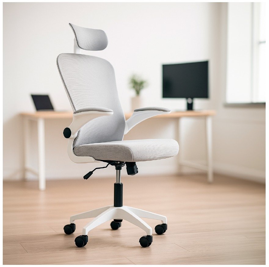 Cadeira Executiva Ergonômica C7 Neo Office com Apoio Lombar, Tela Mesh, Ajuste de Altura e Base Giratória - Branca