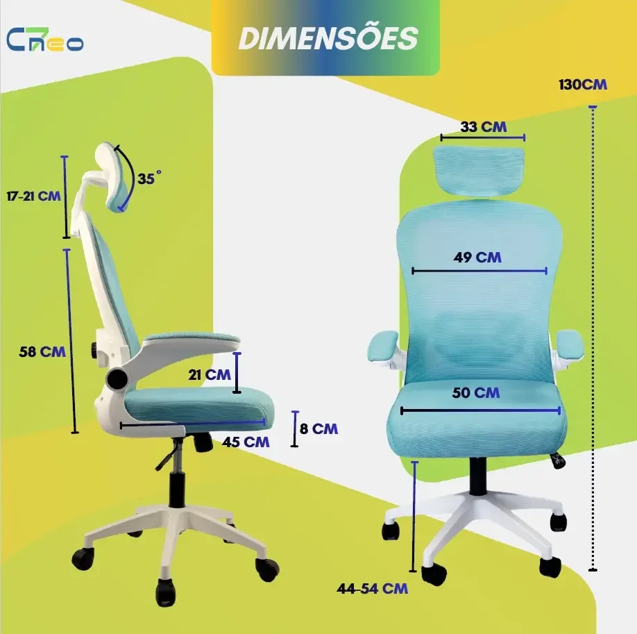 Imagem 2 de 5 do produto Cadeira Executiva Diretor Ergonômica C7 Neo Office, Tela Mesh, Confortável e Resistente - Azul