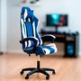 Cadeira Gamer Ergonômica C7 Neo Comfort Reclinável com Apoio Lombar, Base Giratória e Ajuste de Altura - Azul e Branco