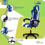 Cadeira Gamer Ergonômica C7 Neo Comfort Reclinável com Apoio Lombar, Base Giratória e Ajuste de Altura - Azul e Branco