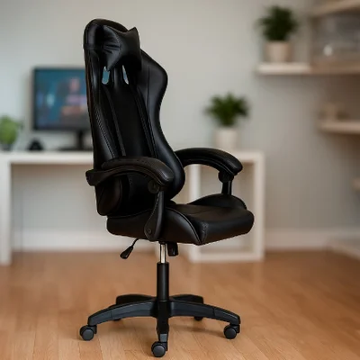 Cadeira Gamer Ergonômica C7 Neo Comfort Reclinável com Apoio Lombar, Base Giratória e Ajuste de Altura - Preta