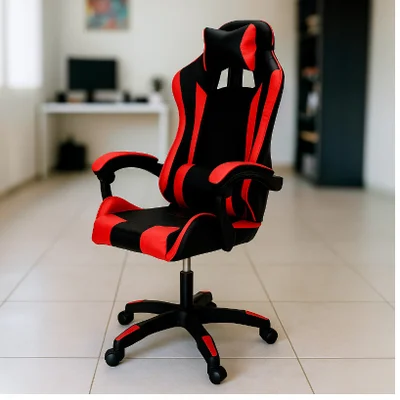 Cadeira Gamer Setup Profissional Escritório Ergonômica Gamers Reclinável Base giratória Apoio Lombar Resistente Home Office C7 Neo Comfort - Preto e Vermelho