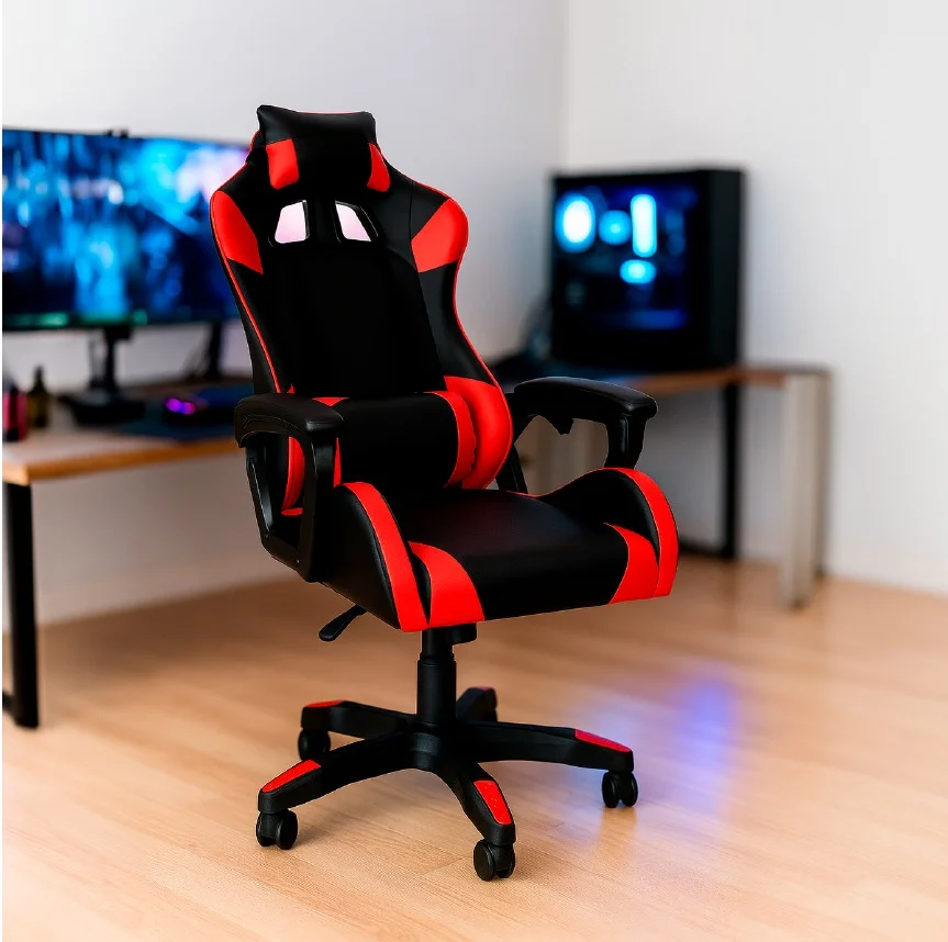 Cadeira Gamer C7 Neo Ergonômica com Almofadas de Cabeça e Lombar, Design Resistente - Preto e Vermelho Cadeira Gamer C7 Neo Ergonômica com Almofadas de Cabeça e Lombar, Design Resistente - Preto e Vermelho