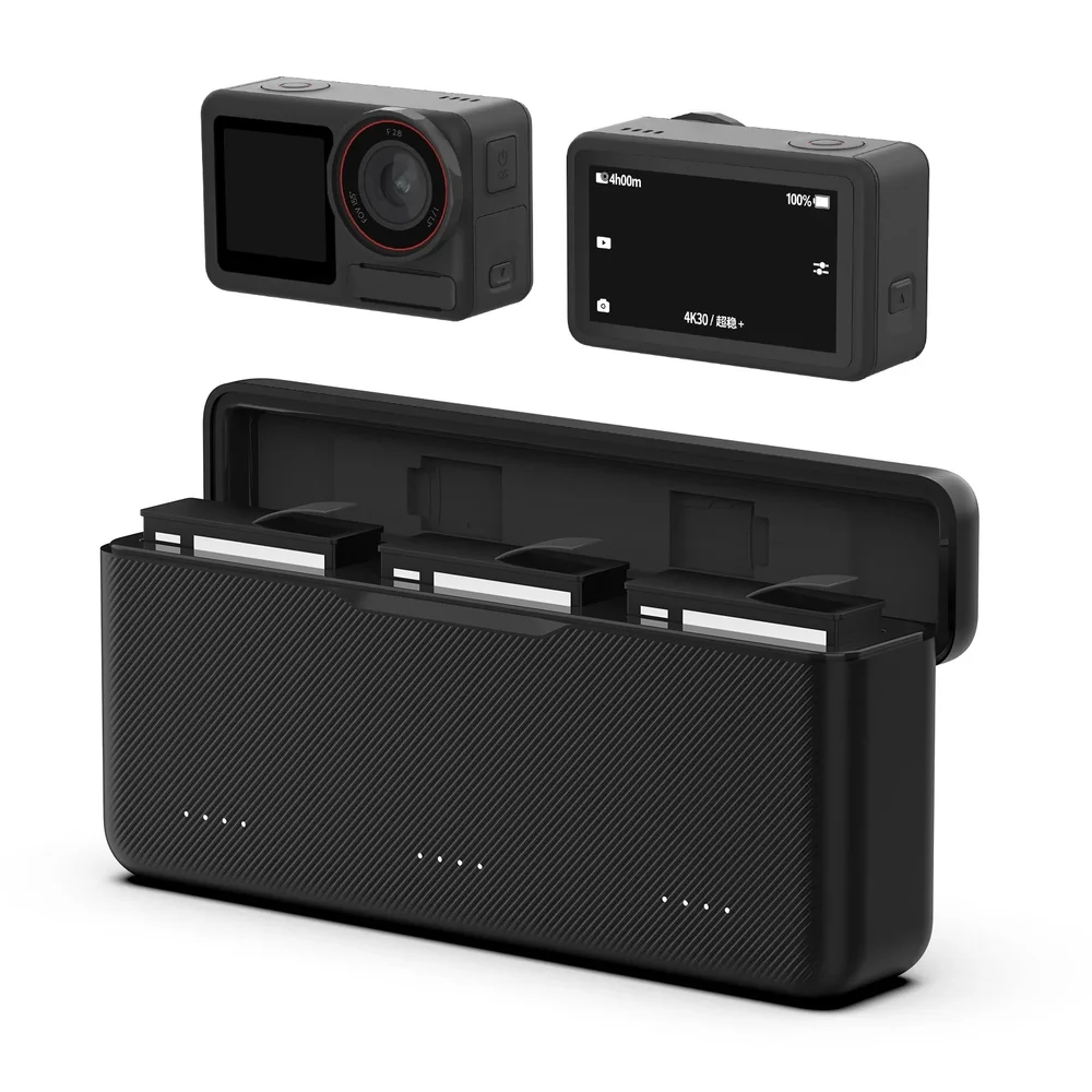 Case Estojo de Carregamento Triplo para Câmera DJI Osmo Action 5 Pro DJI Osmo Action 6 DJI Osmo 360 - Telesin