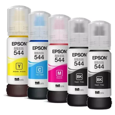 Kit Com 5 Refil De Tinta 544 Para Epson L3110 L3150 L3210 L3250