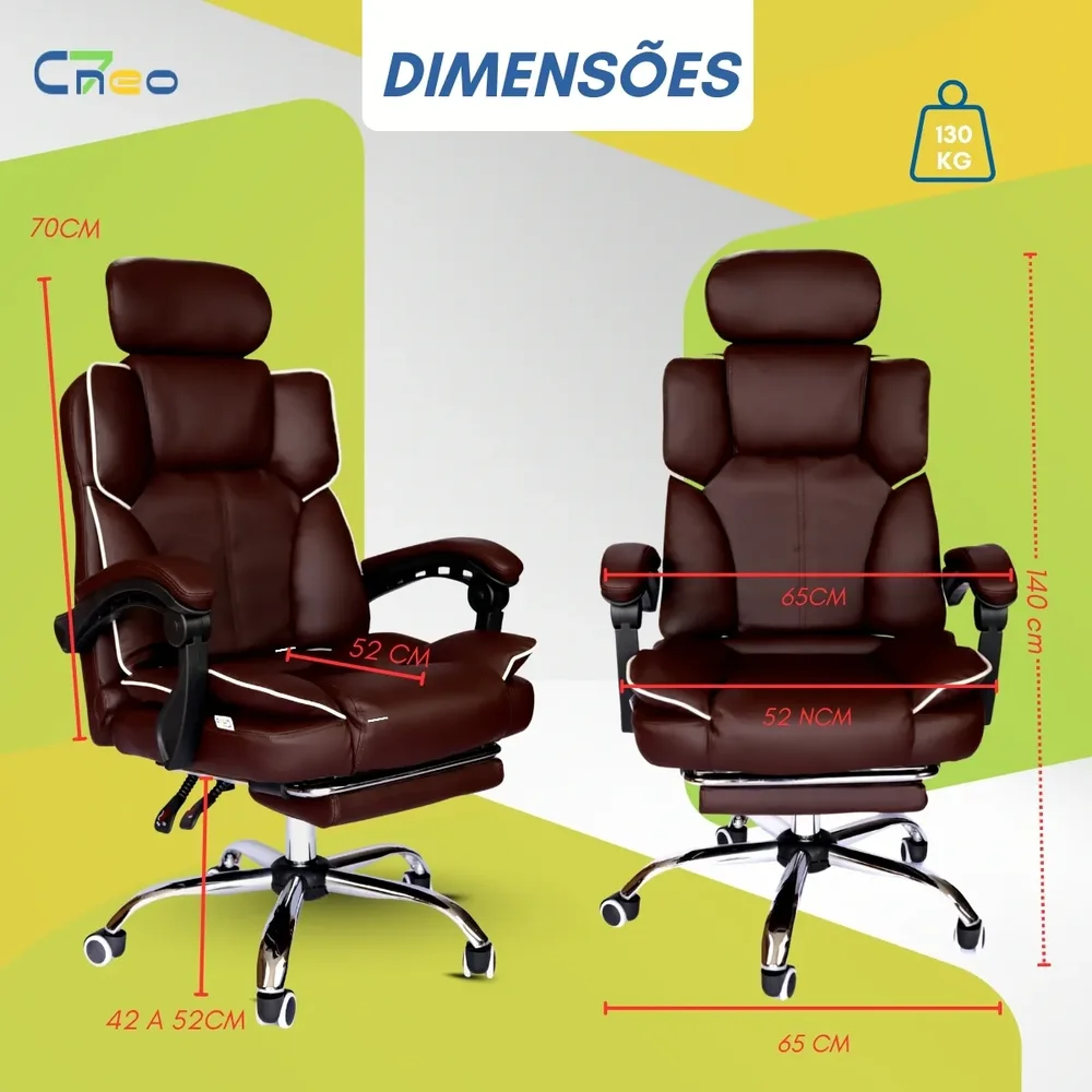 Imagem 3 de 5 do produto Cadeira Presidente Executiva C7 Neo Promotora com Apoio Lombar e Apoio para Pés - Marrom