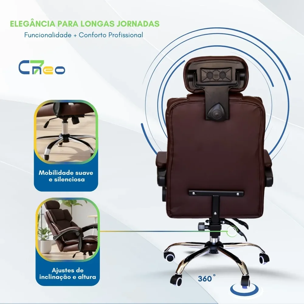 Imagem 5 de 5 do produto Cadeira Presidente Executiva C7 Neo Promotora com Apoio Lombar e Apoio para Pés - Marrom