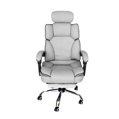 Cadeira Escritório Executiva Premium Luxo Presidente Alto Padrão Giratória Office Confortável Apoio Lombar e Pés Resistente C7 Neo Promotora - Cinza