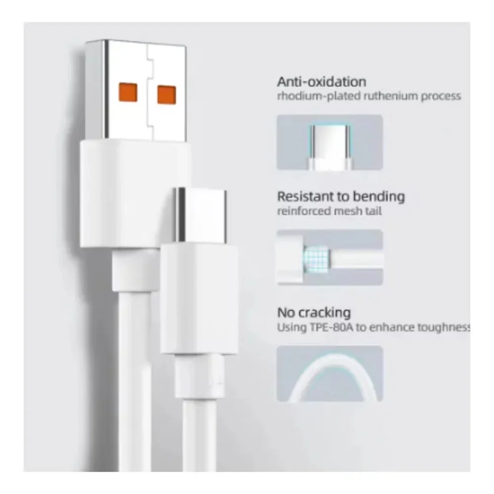 Imagem 3 de 5 do produto Cabo Tipo C Usb-a Branco Para Dispositivos Android