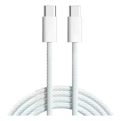 Cabo Carregador Tipo C Branco Trançado Durável 60w