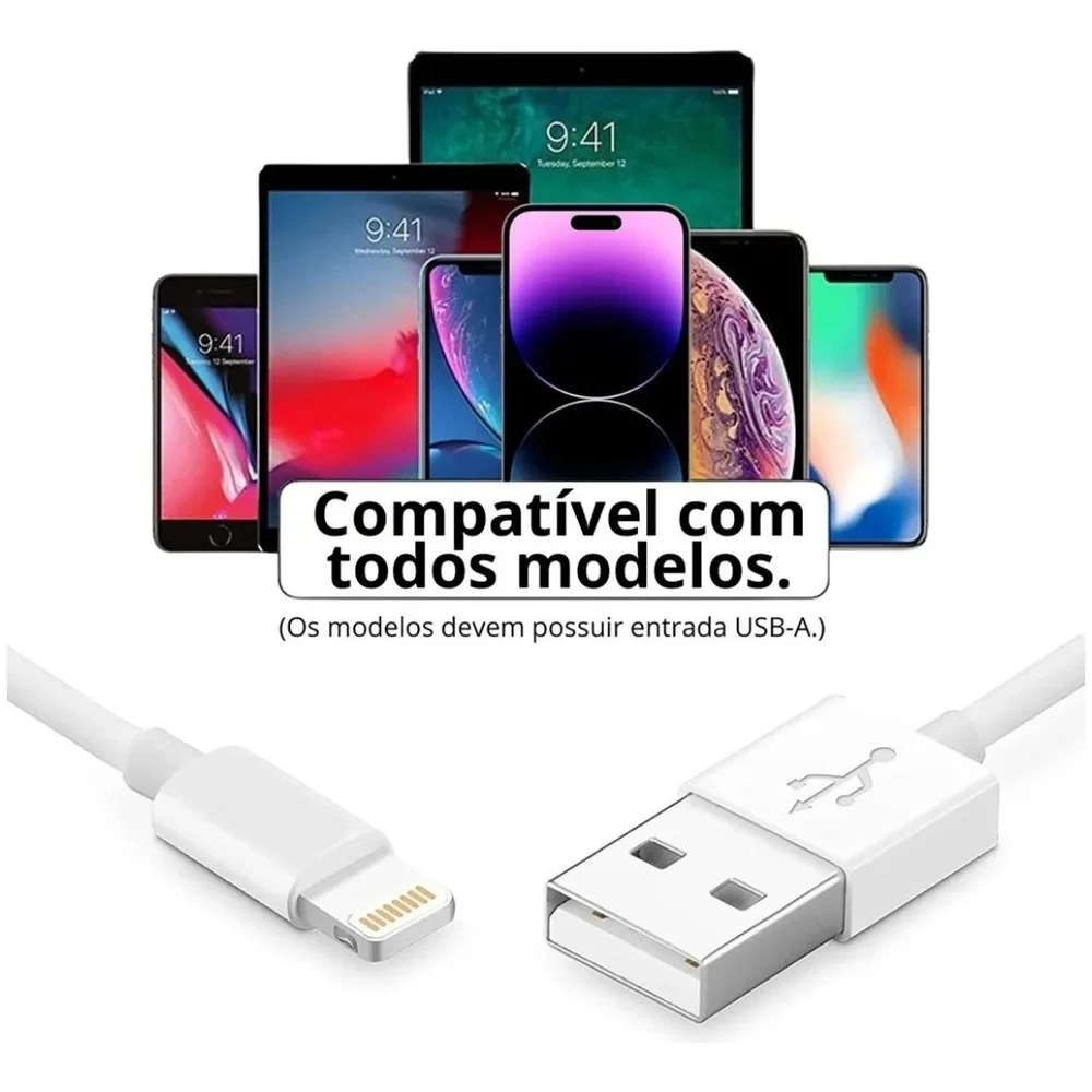 Imagem 5 de 5 do produto Cabo Lightning Usb-a Branco Alta Durabilidade