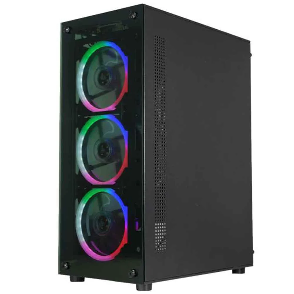 Imagem 2 de 5 do produto Gabinete Gamer K-mex Cg-30c5 Preto Com Cooler Painel De Vidro