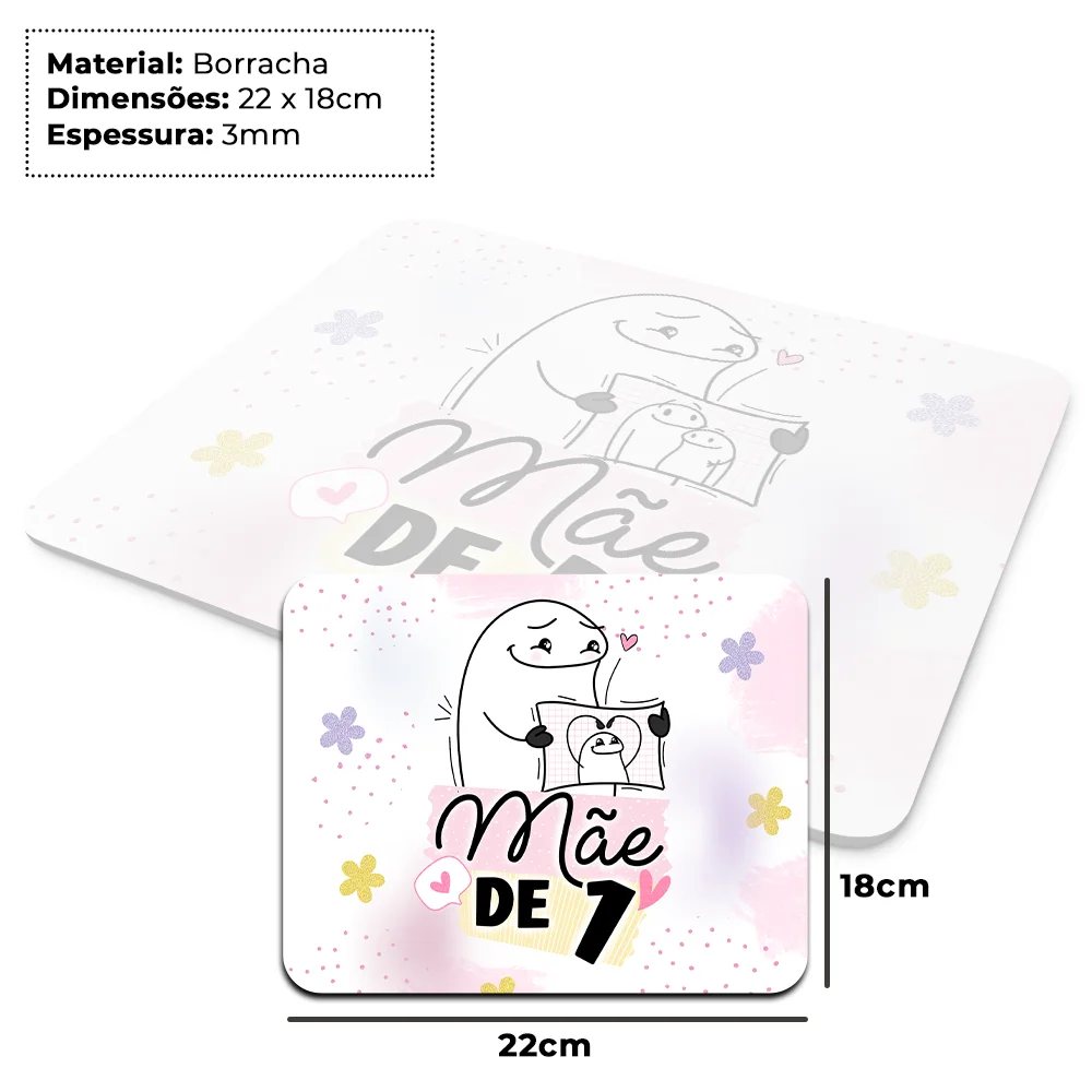 Imagem 2 de 4 do produto Mouse Pad Flork Mães - Mãe De 2 Dois - 22x18