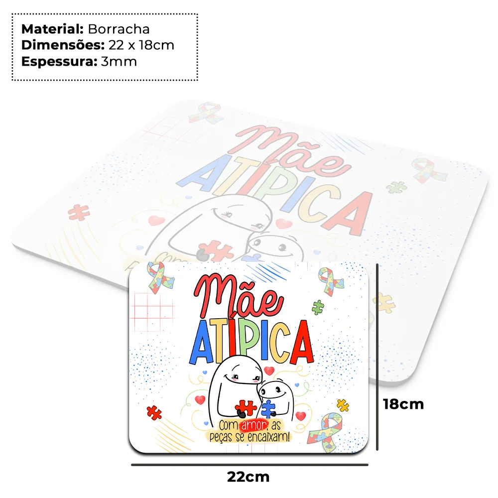 Imagem 2 de 4 do produto Mouse Pad Flork Mães - Mãe Atípica - 22x18