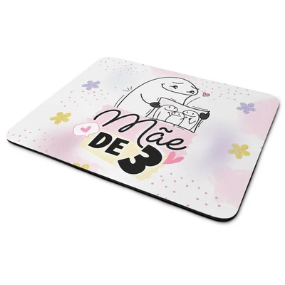 Mouse Pad Flork Mães - Mãe De 3 Três - 22x18