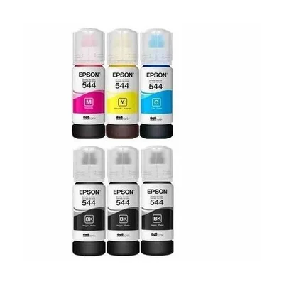 Kit Com 6 Refil De Tinta 544 Para Epson L3110 L3150 L3210 L3250