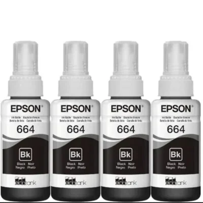 Kit C/4 Tintas 664 Preta Epson