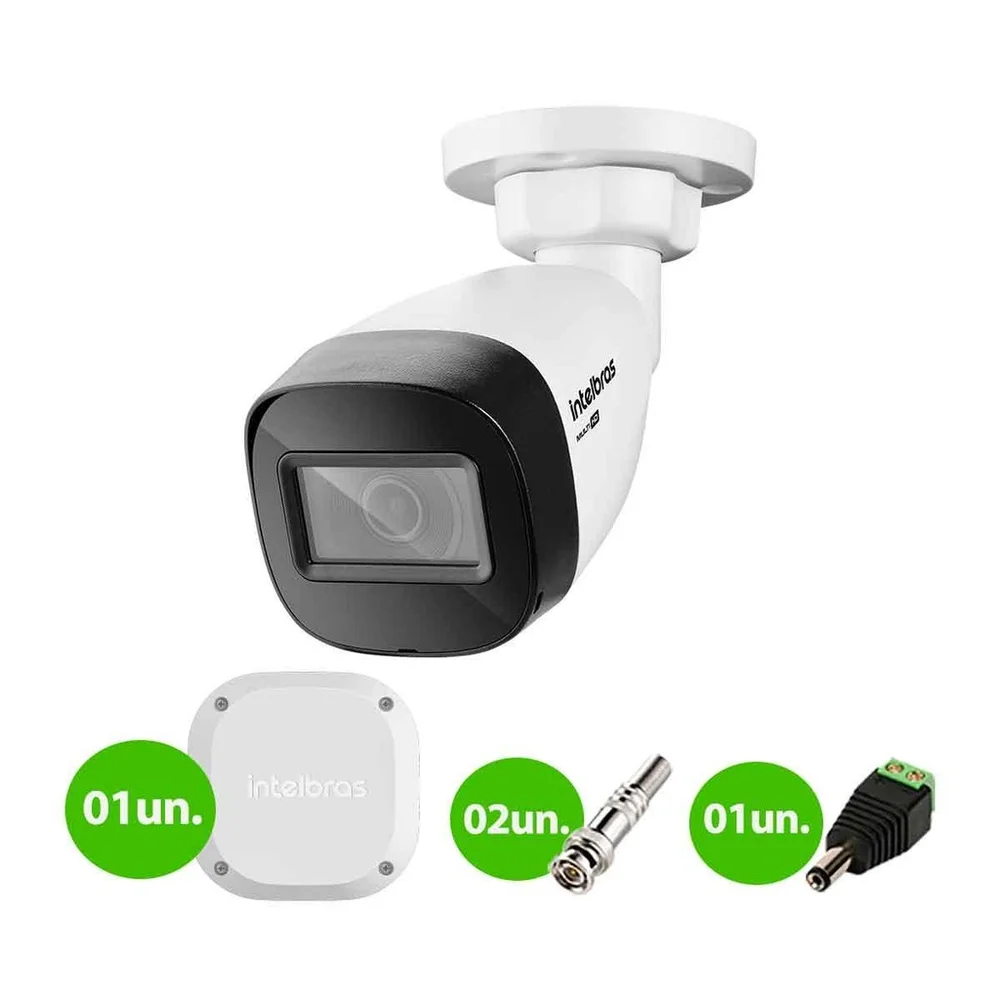 Imagem 2 de 4 do produto Kit 1 Câmera Intelbras Vhd 1130 B Hd 720p Infra 30m Ip67 + 1 Vbox 1100e Branca Ip66 + Conectores