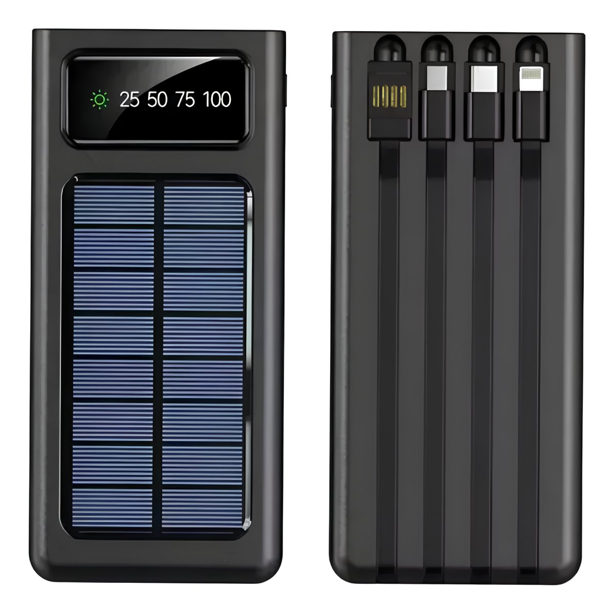 Carregador Portátil Power Bank Placa Solar 2.4a 5em1 Cor Preto