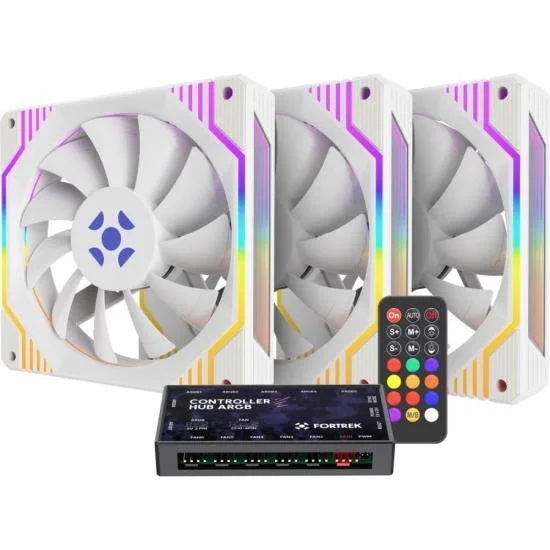 Kit Cooler Fan ARGB Fortrek Frosty Branco Com Controladora/controle 4