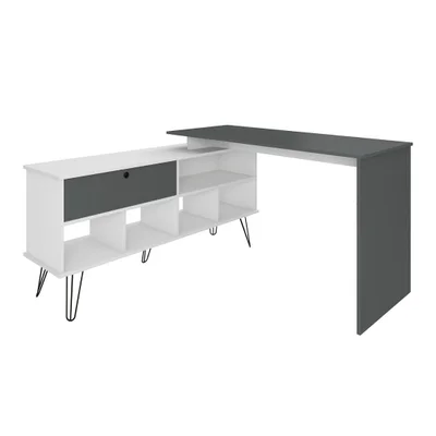 Mesa Escrivaninha Para Escritório Dubai Adaptável | Artany Cor:branco/grafito