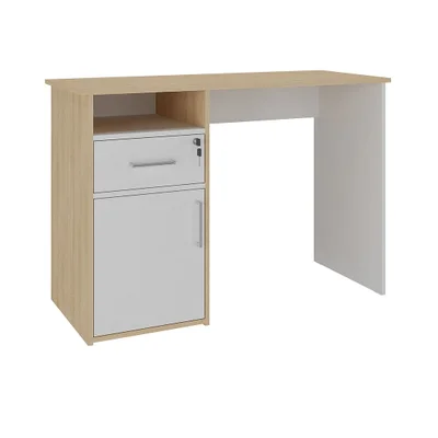 Mesa Escrivaninha Para Escritório Hall Cor:carvalho/branco