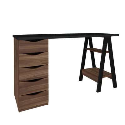 Mesa Escrivaninha Para Escritório Spirit Ii Cor:preto/ipê